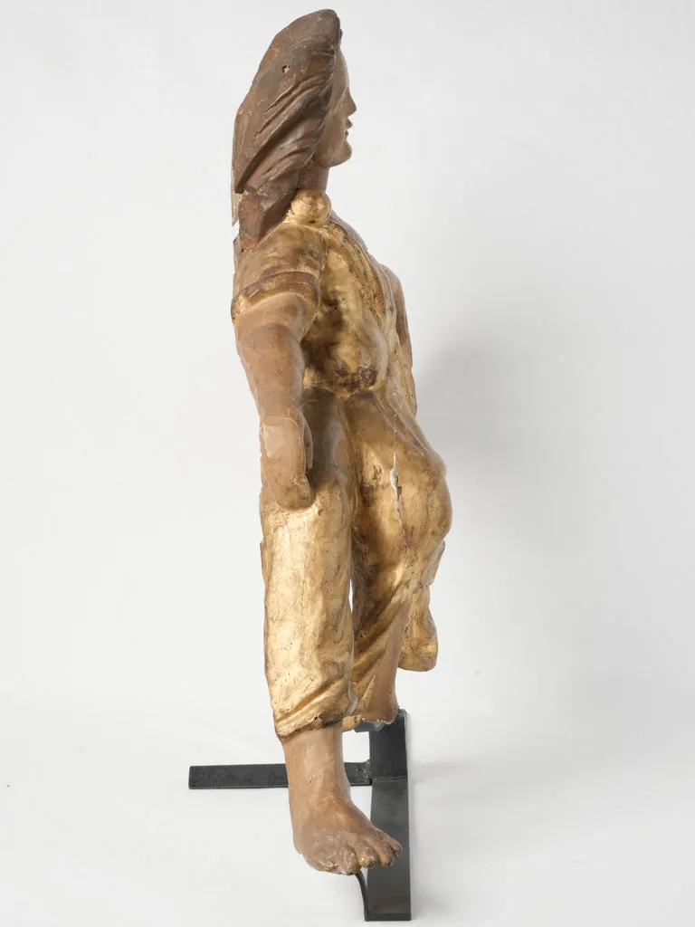 17th-Century Spanish Giltwood Boiserie Figure of a Draped Woman 29½"