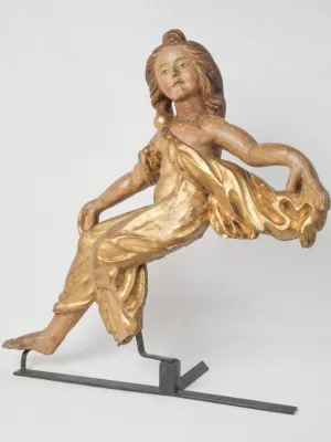 17th-Century Spanish Giltwood Boiserie Figure of a Draped Woman 29½"