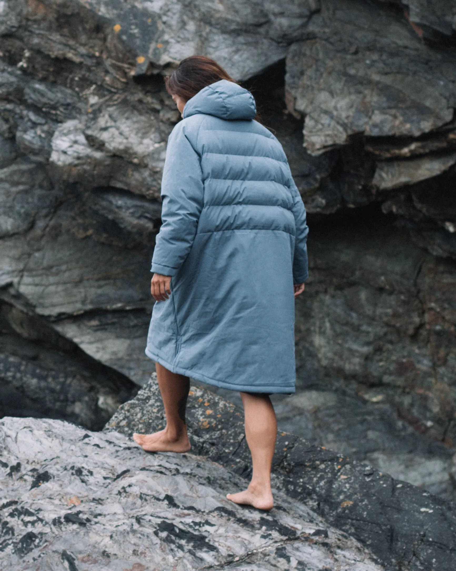 All Weather Puffer Changing Robe - Mineral Blue