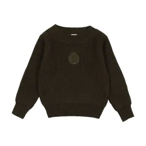 Analogie Chunky Crest Knit Long Sleeve Sweater - Olive