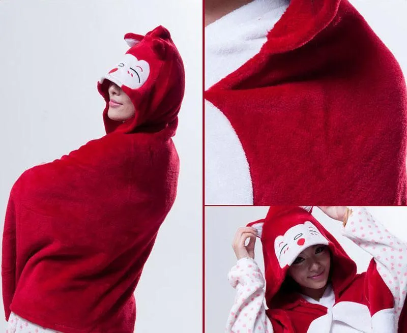 Animal Kigurumi Red Fox Ali Cosplay Costume Hoodie Cloak Shawl