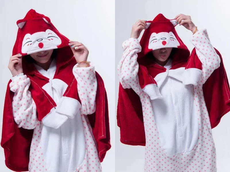 Animal Kigurumi Red Fox Ali Cosplay Costume Hoodie Cloak Shawl