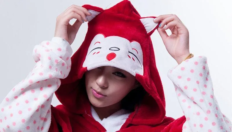 Animal Kigurumi Red Fox Ali Cosplay Costume Hoodie Cloak Shawl