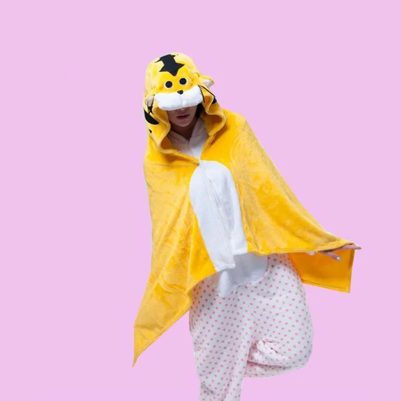 Animal Kigurumi Yellow Tiger Cosplay Costume Cloak Shawl