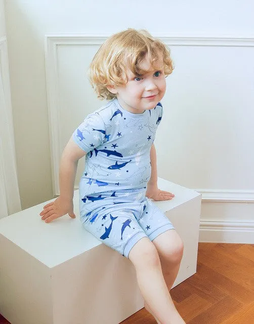 Aqua Shark Short Sleeve Pajamas