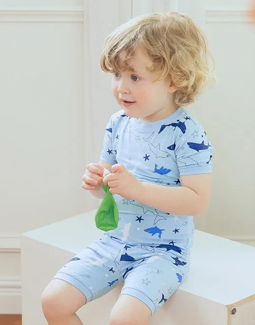 Aqua Shark Short Sleeve Pajamas