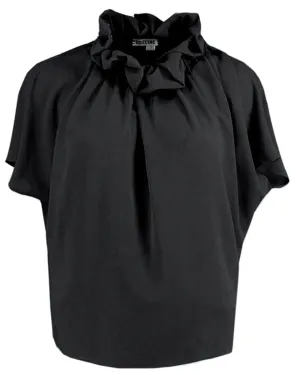 Black Georgette Ruff Blouse