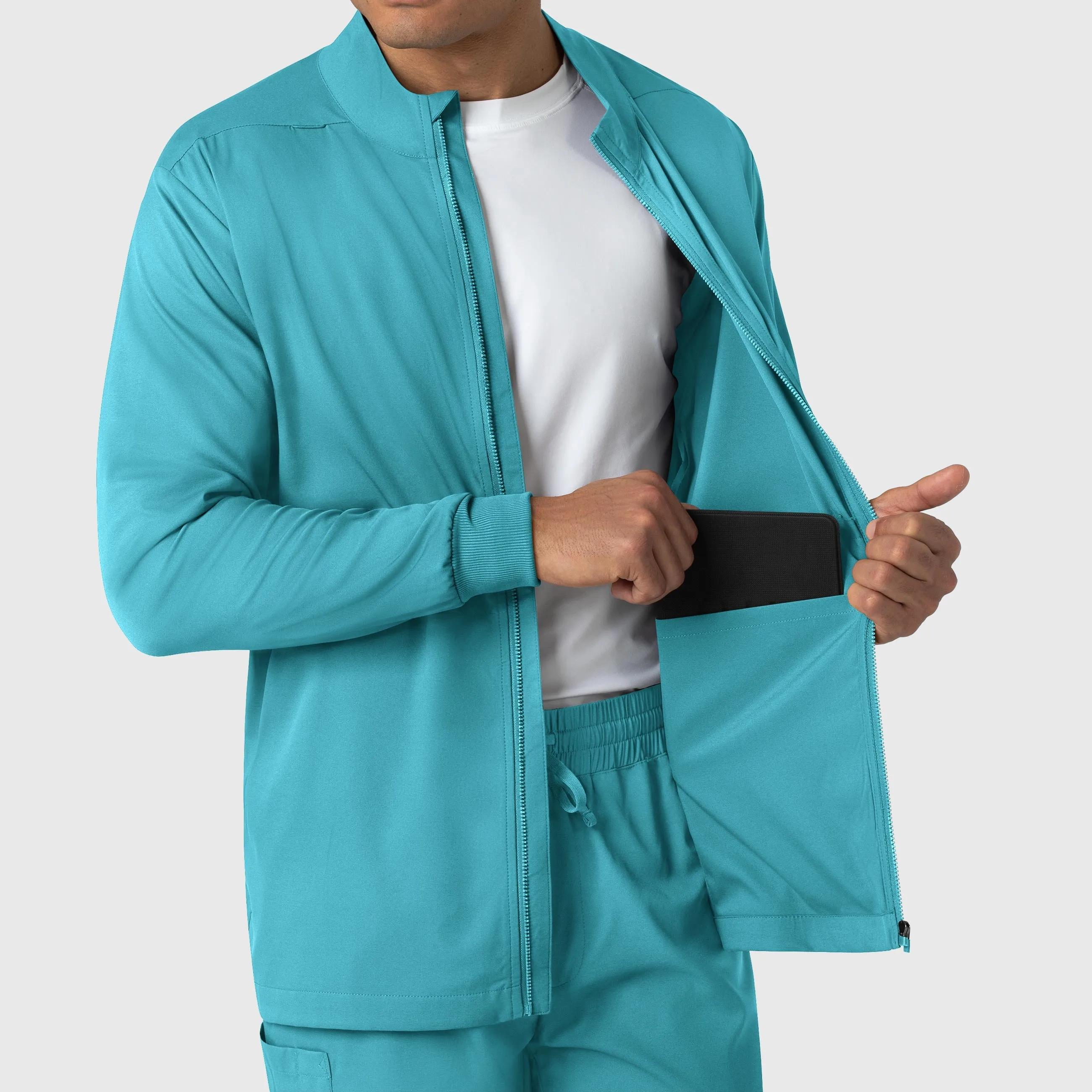 Boundless Men's Warm Up Scrub Jacket - Teal