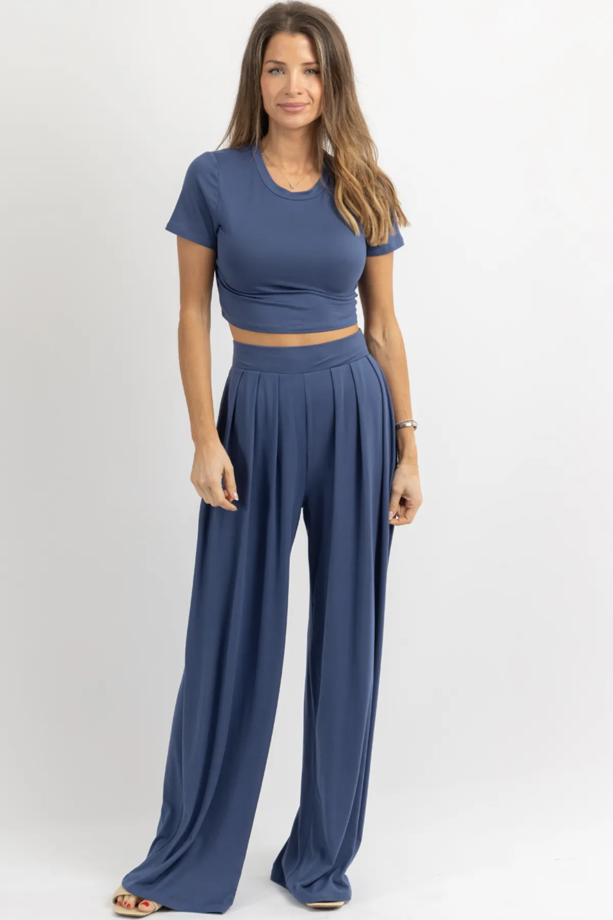 BUTTER SOFT DENIM PALAZZO PANT SET