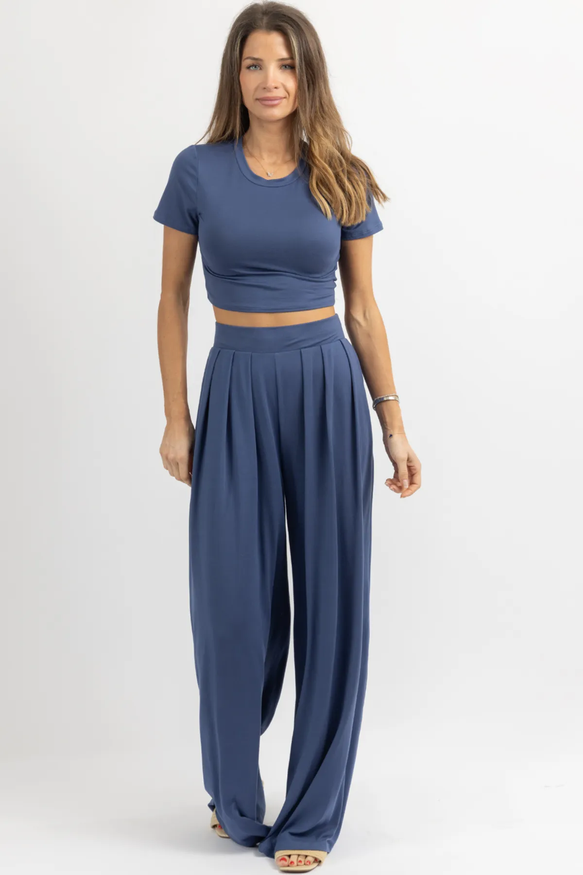 BUTTER SOFT DENIM PALAZZO PANT SET