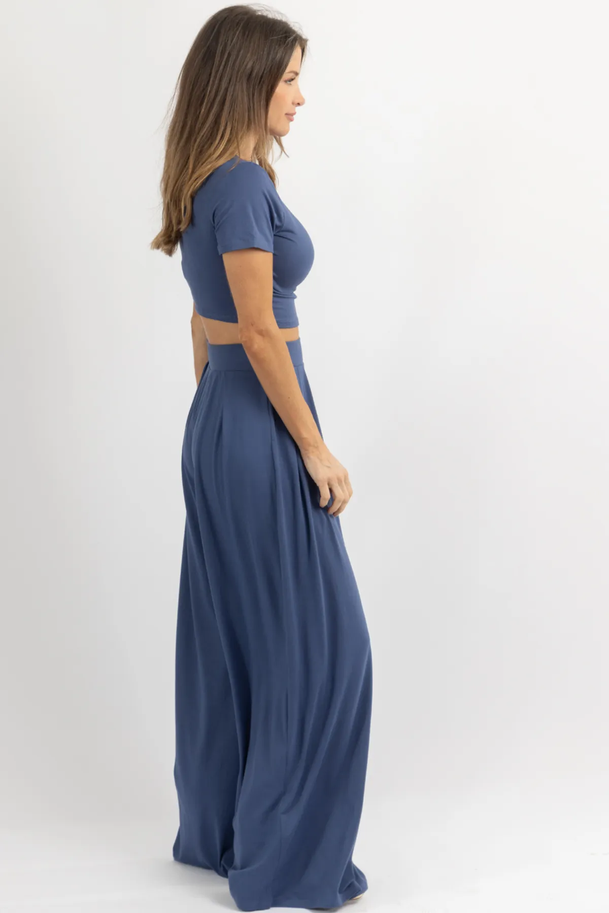 BUTTER SOFT DENIM PALAZZO PANT SET