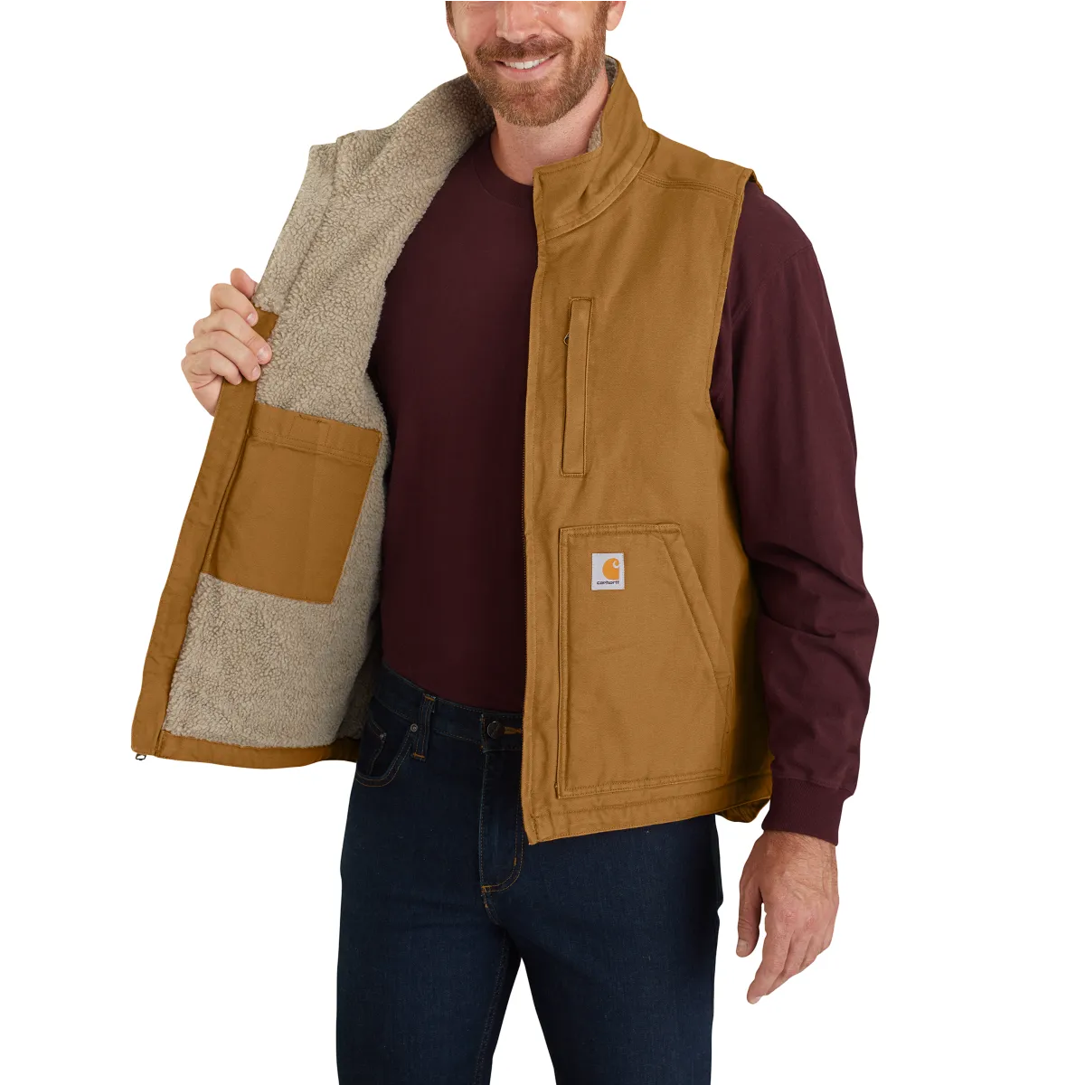 Carhartt Washed Duck Sherpa lined Mock neck vest (104277)