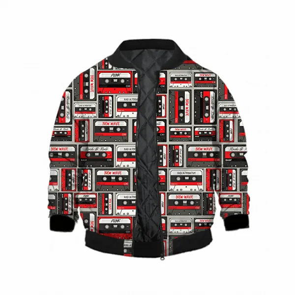 Cassettes Pattern Kids Bomber Jacket