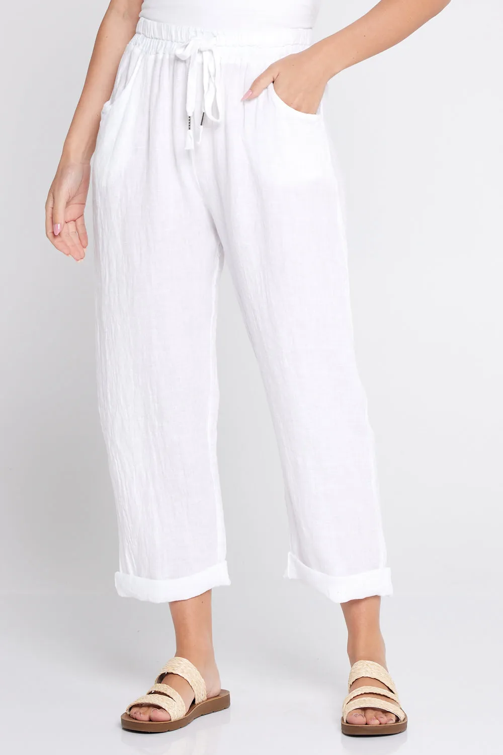 Cathrine Linen Pants - White