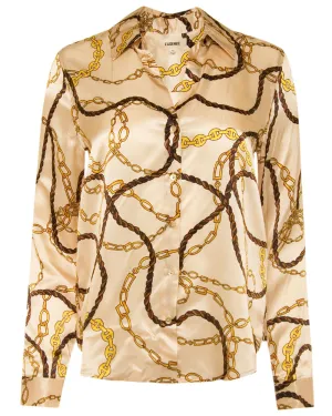 Champagne and Gold Chain Tyler Long Sleeve Blouse