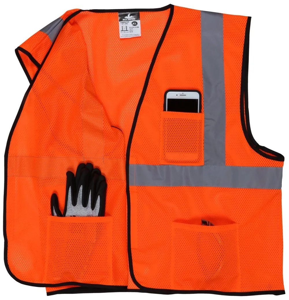 CLASS 2, MESH,ECONOMY VEST, ORANGE