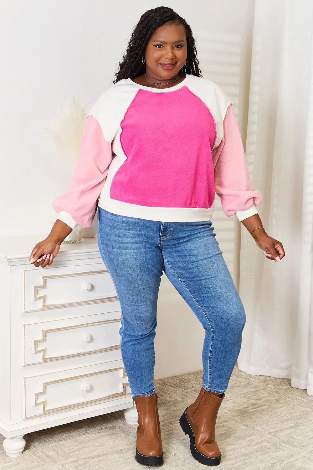 Color Block Dropped Shoulder Sweatshirt