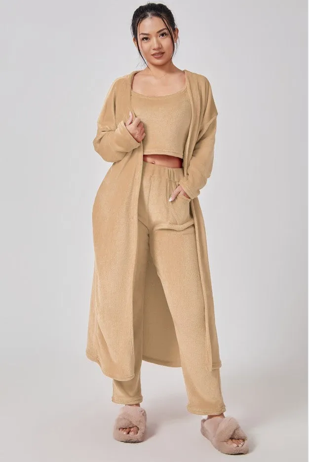 Cozy 3-Piece Pyjama Lounge Set for Women – Warm Matching Outfit