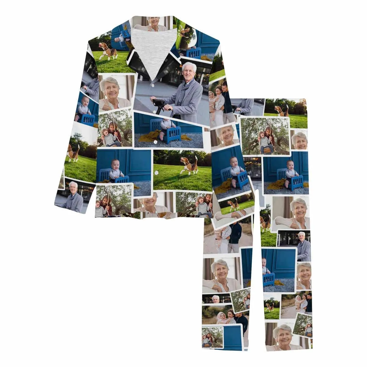 Custom Photo Family Portraits Sleepwear Personalized Women's Slumber Party Long Pajama Set