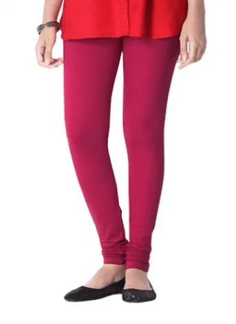 Dark Pink Plain Churidar Lycra Leggings