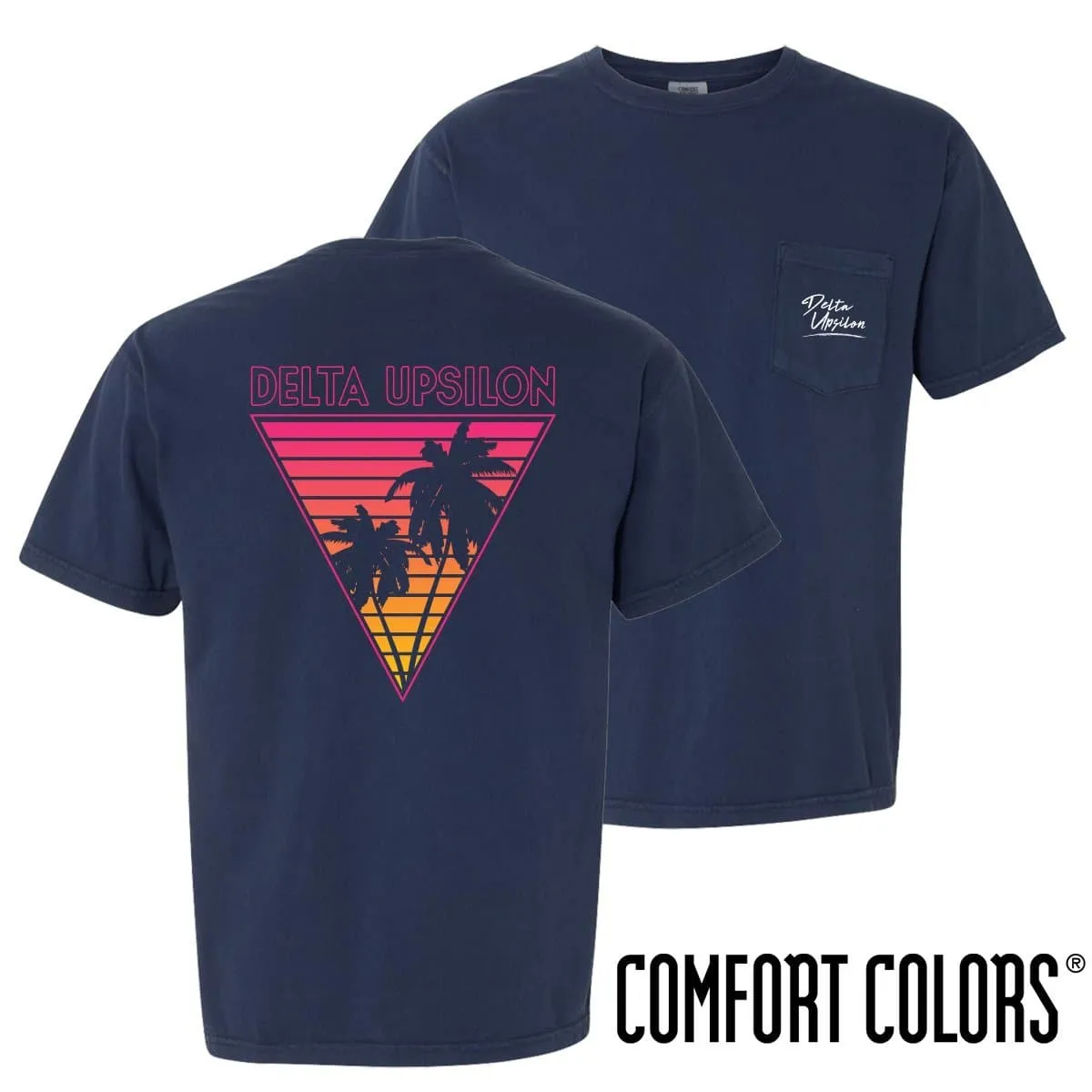 Delta Upsilon Comfort Colors Navy Short Sleeve Miami Pocket Tee