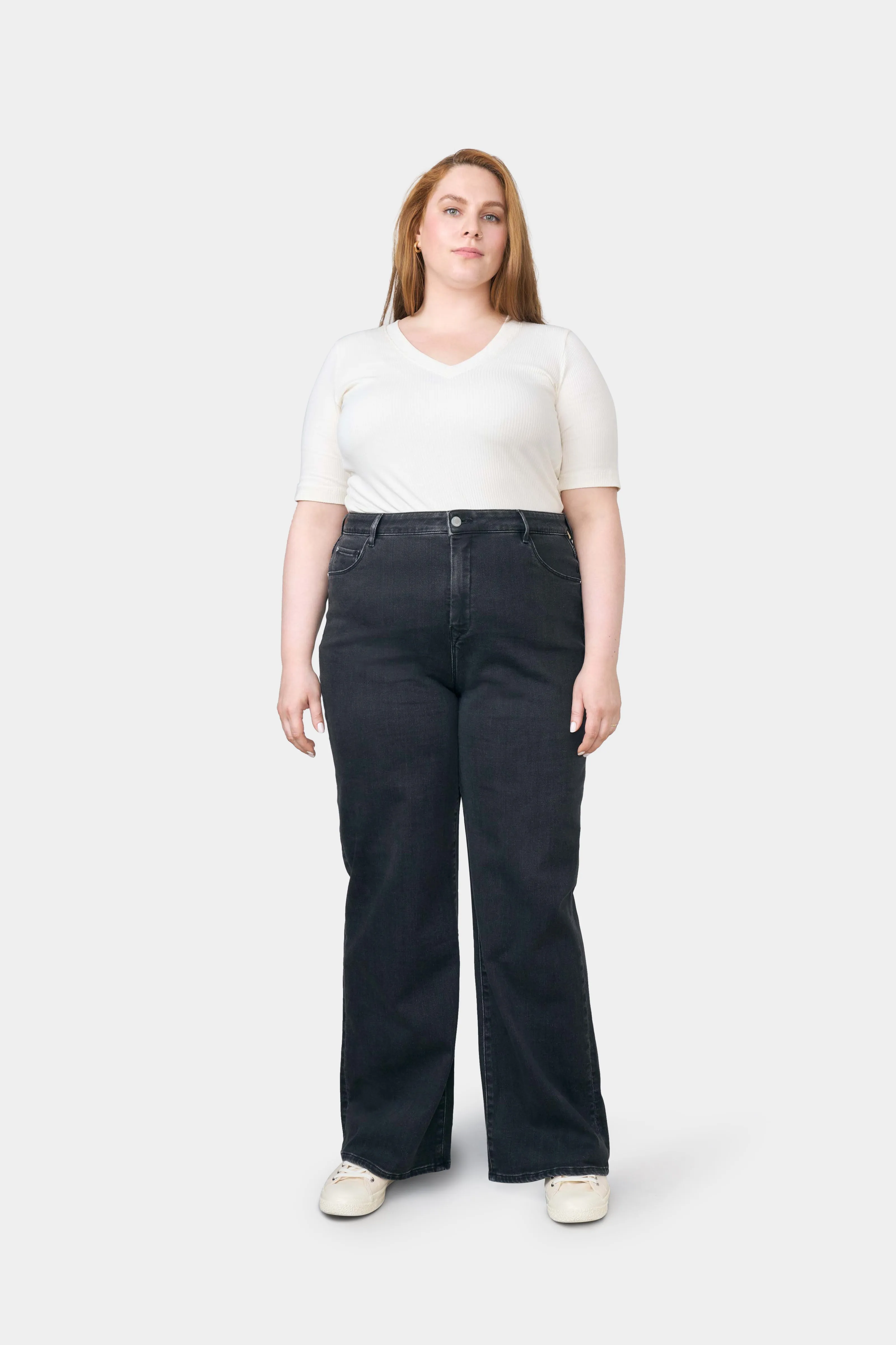 Dew Flared Soft Jeans Plus Size Black Denim