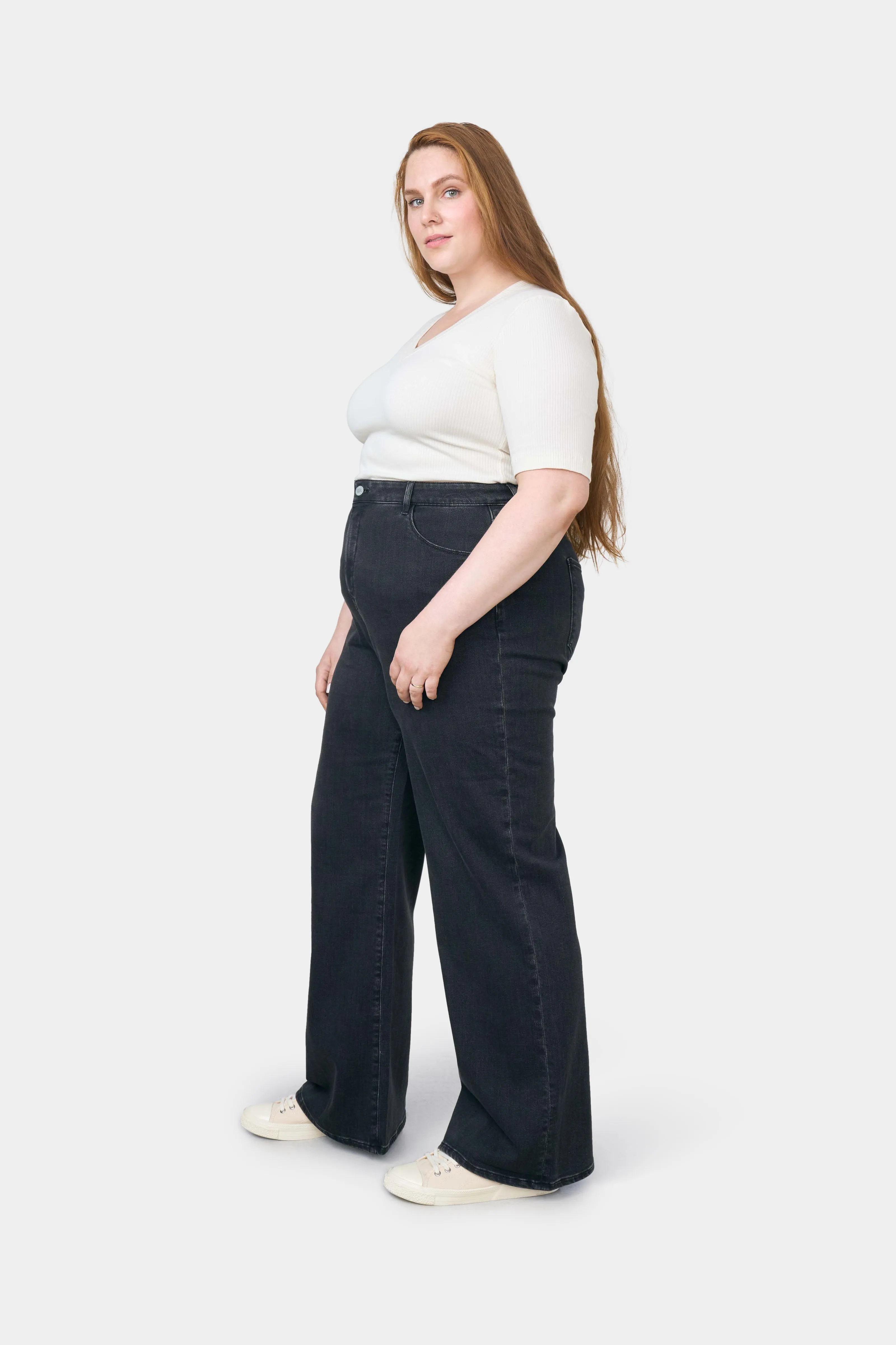 Dew Flared Soft Jeans Plus Size Black Denim