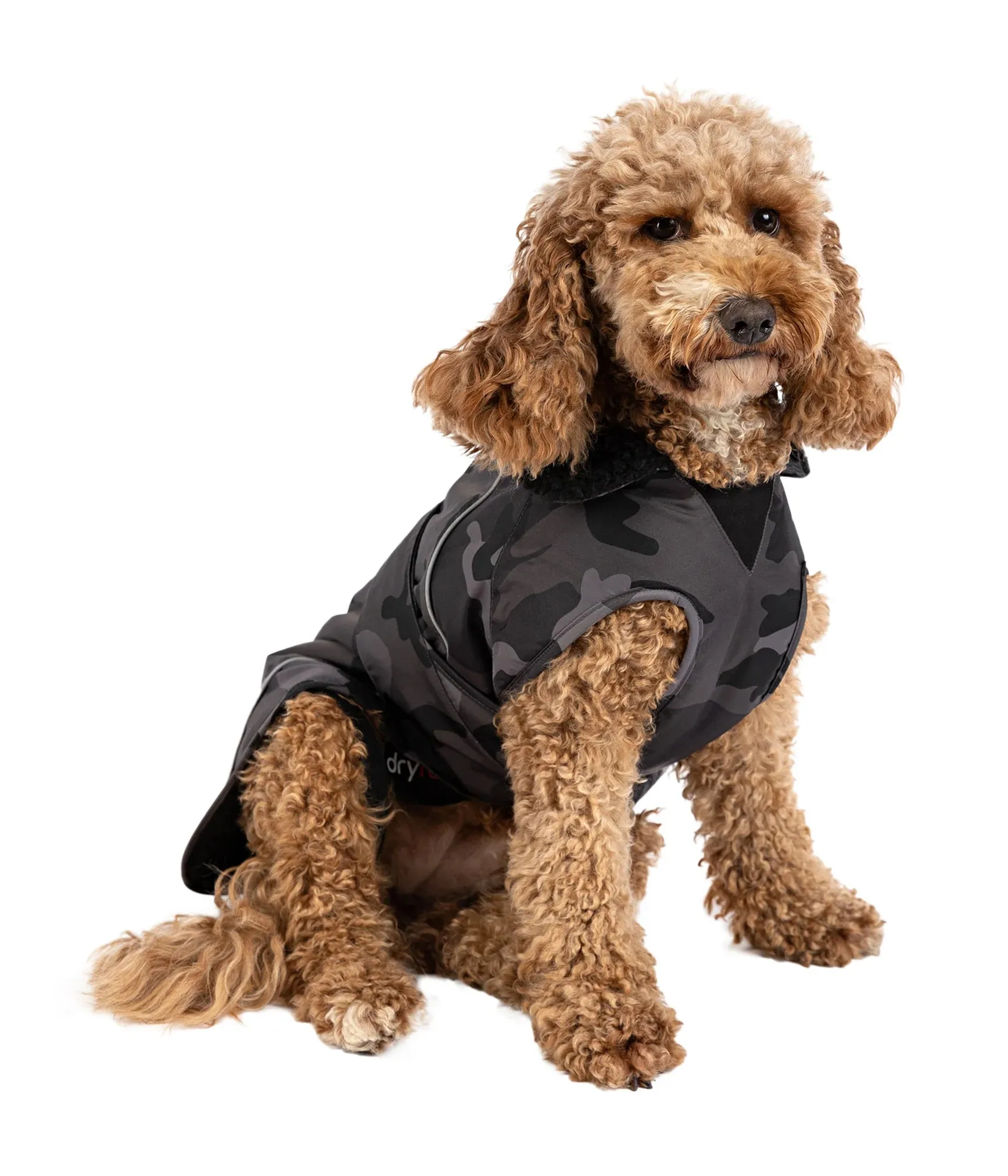 Dryrobe Dog Coat - Black Camo and Black