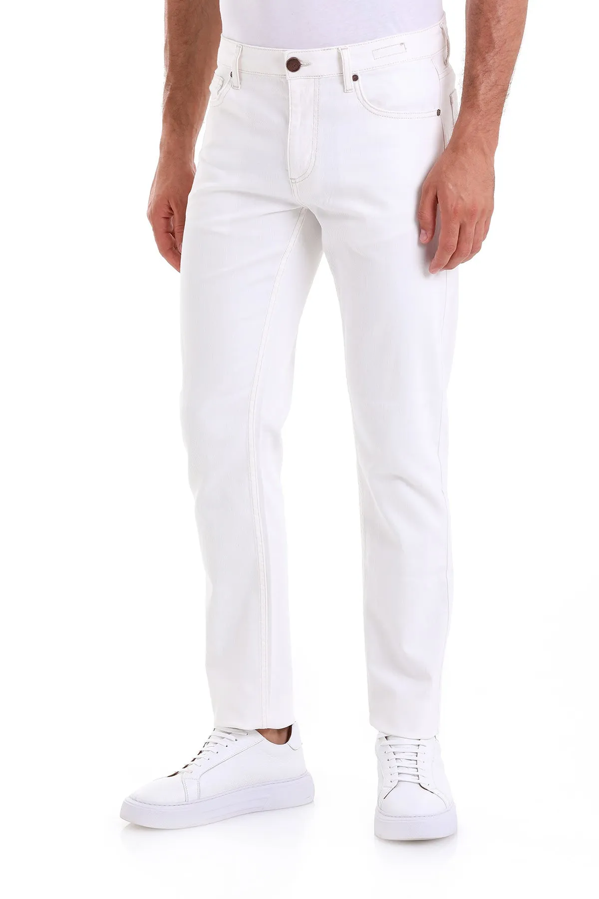 Dynamic Fit 5 Pocket Low Waist Cotton White Denim