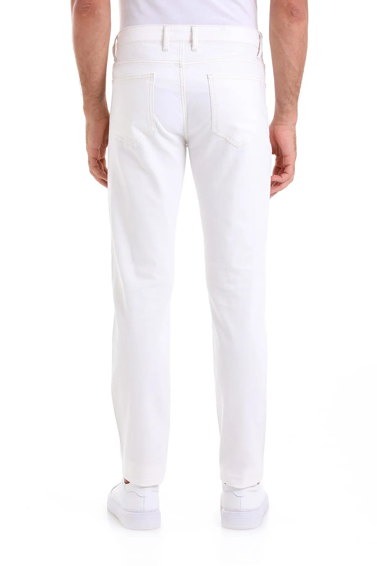 Dynamic Fit 5 Pocket Low Waist Cotton White Denim