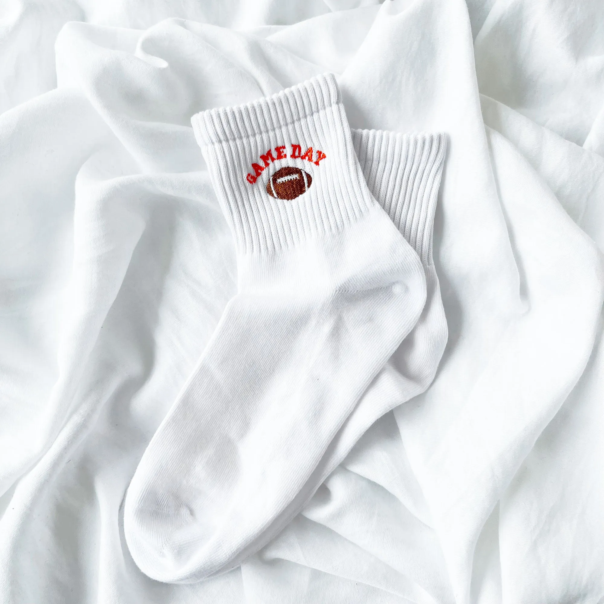 Embroidered Football Game Day Crew Socks