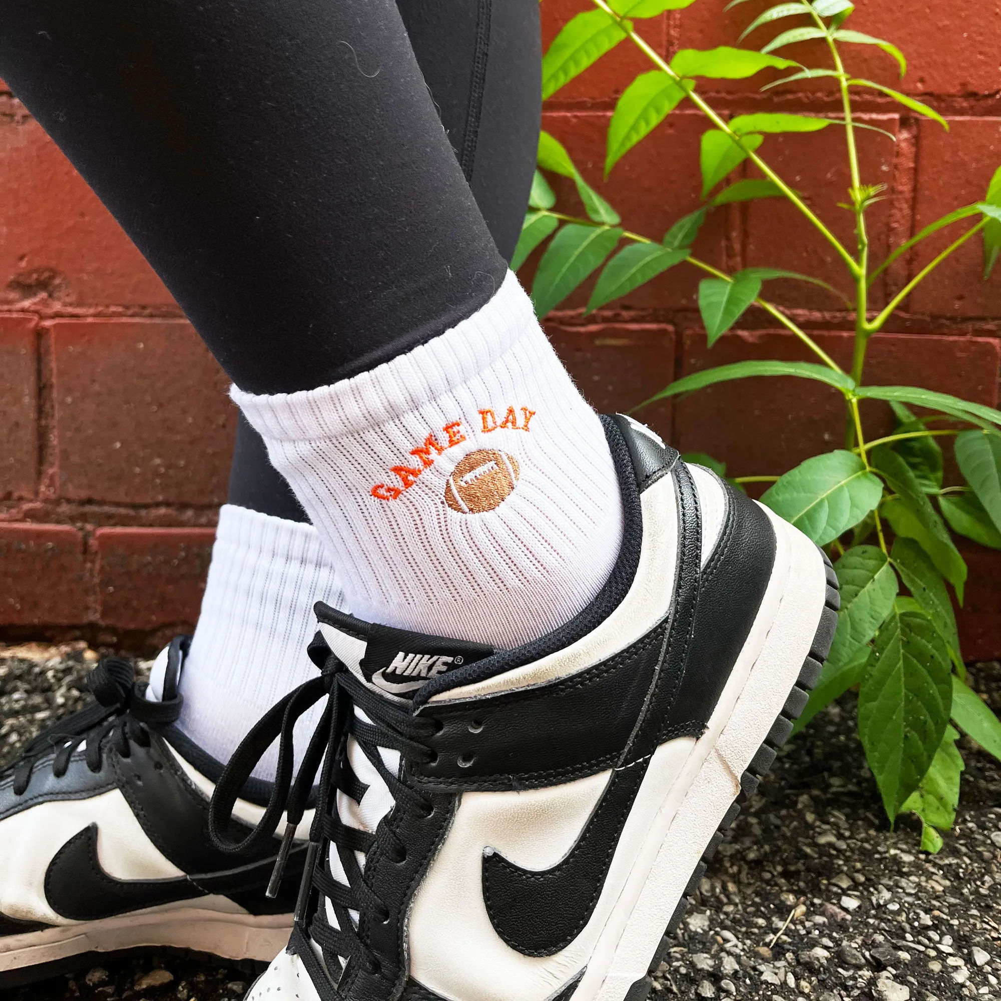 Embroidered Football Game Day Crew Socks