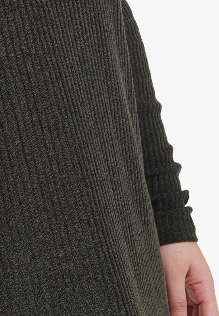 Emmalyn Lightweight Ribbed Knit Top - Army Green