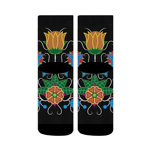 Floral Beadwork-02 Crew Socks