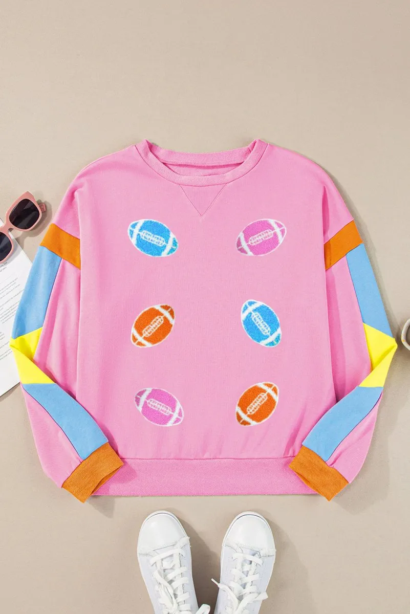 Game Day Multicolor Footballs Sweater