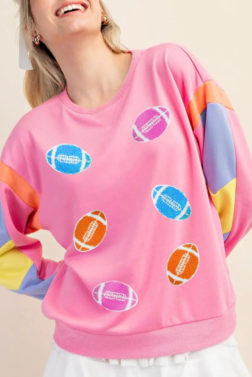 Game Day Multicolor Footballs Sweater