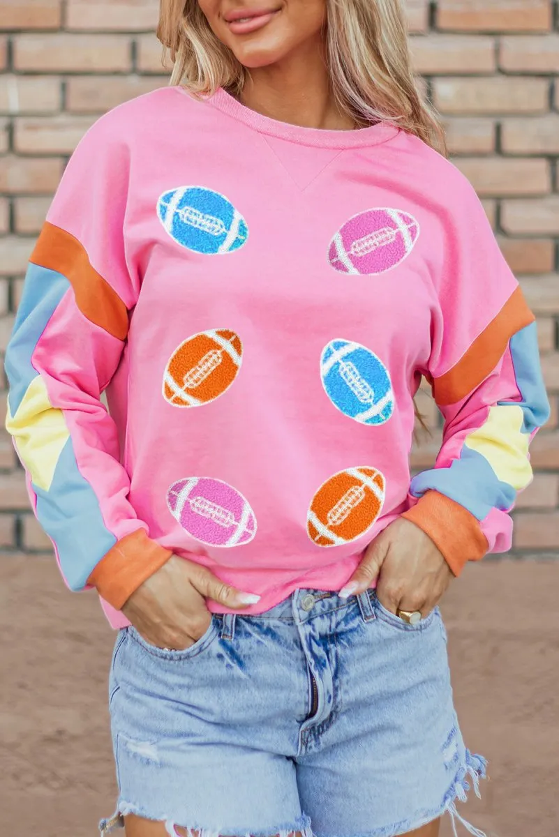 Game Day Multicolor Footballs Sweater