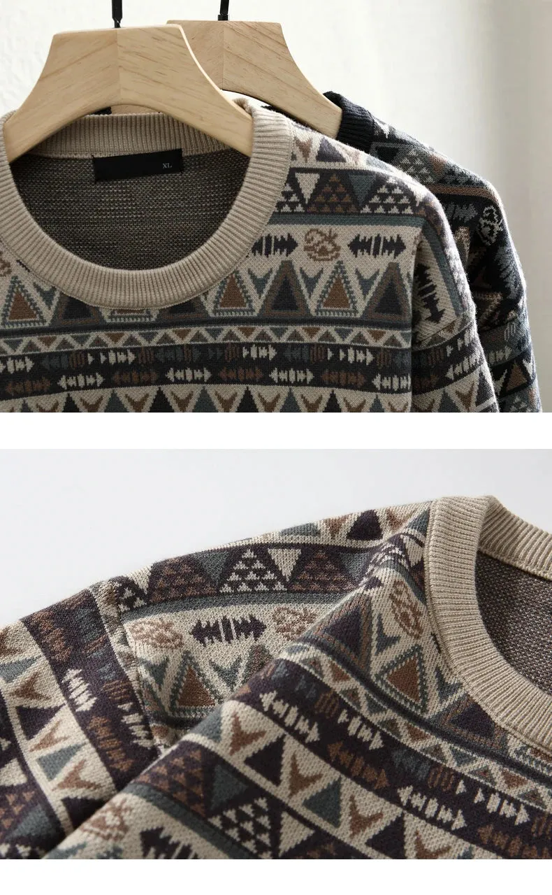 Geometric Knit Grandad Jumper