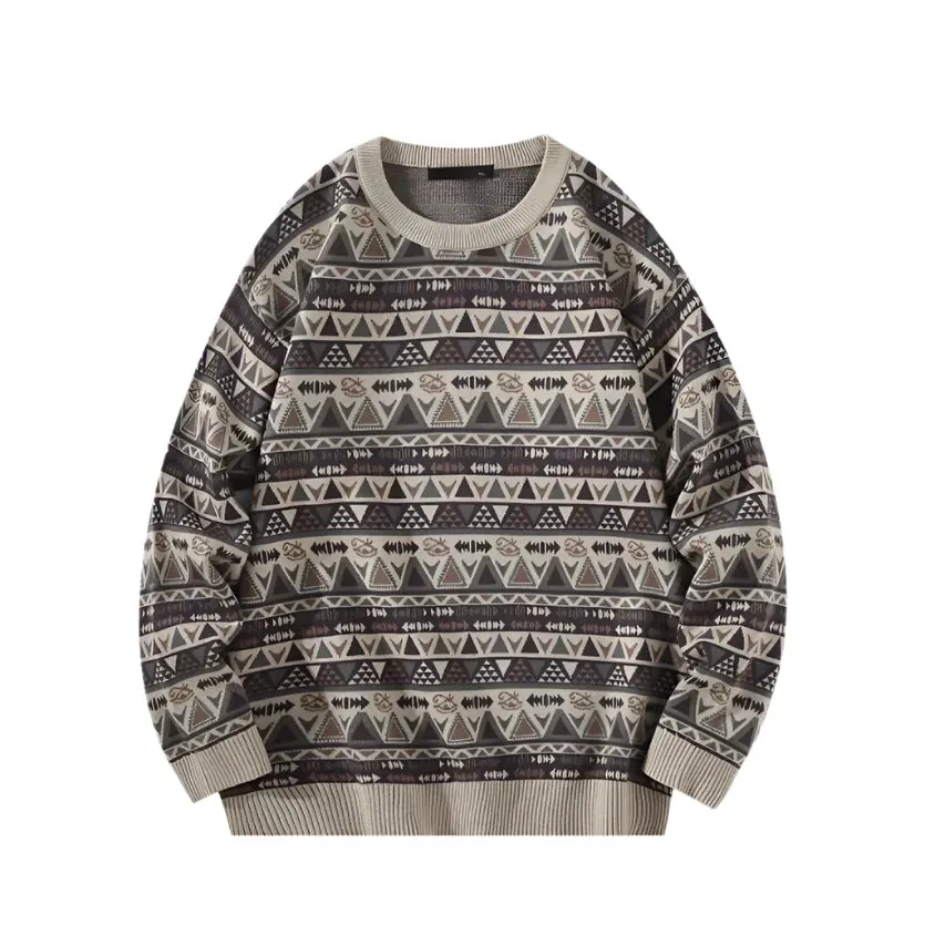 Geometric Knit Grandad Jumper