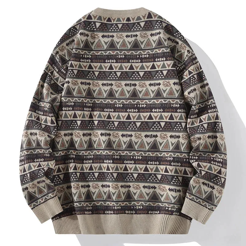 Geometric Knit Grandad Jumper