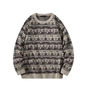 Geometric Knit Grandad Jumper