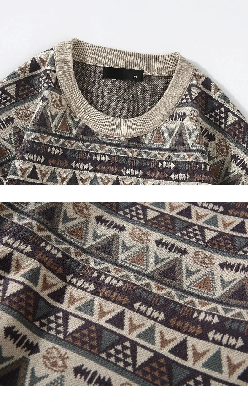 Geometric Knit Grandad Jumper