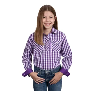 Girl's - Harper - Half Button - Purple Check