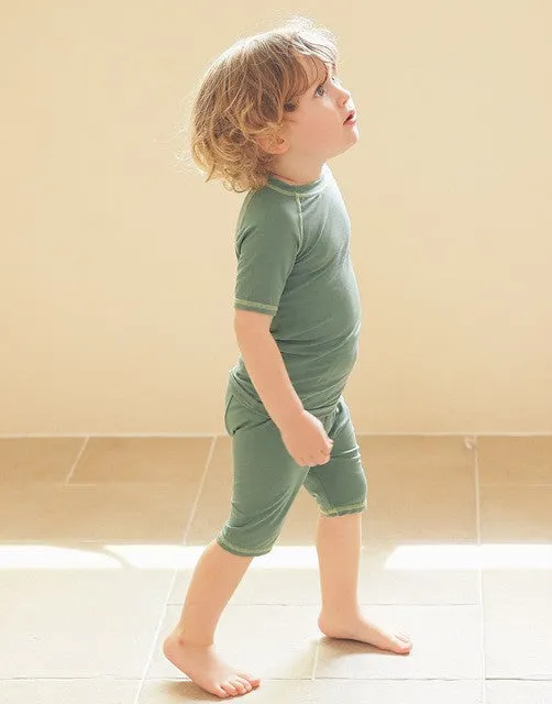 Green Bamboo Stitch Short Sleeve Pajamas