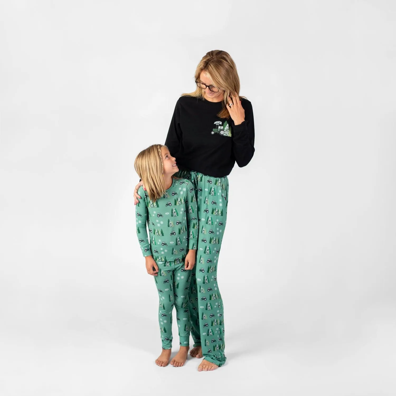 Green Tractor Christmas Bamboo Pajama Pants