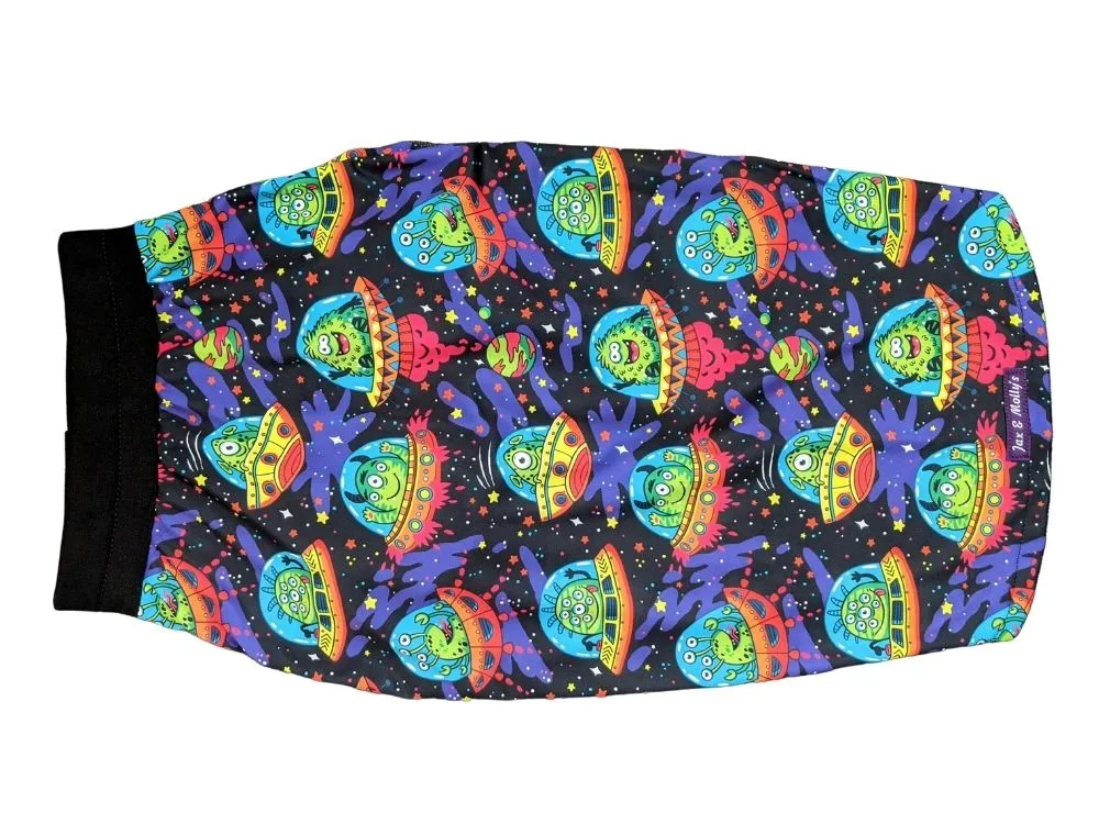 Jubilant Aliens in UFOs Dog Pajamas