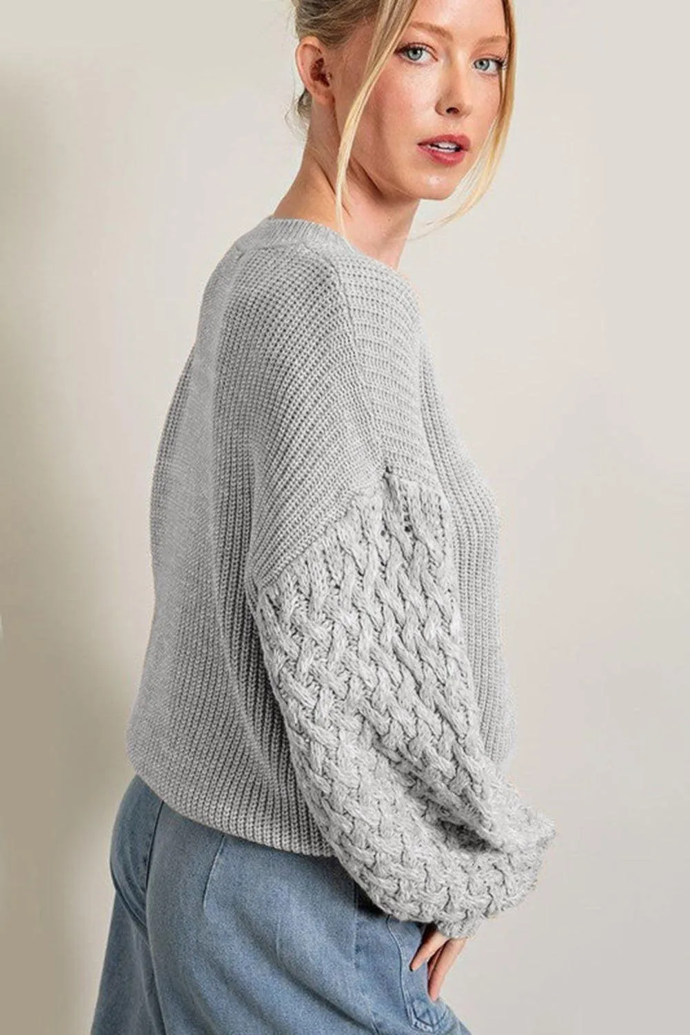 Kenzie Cable Knit Drop Shoulder Sweater