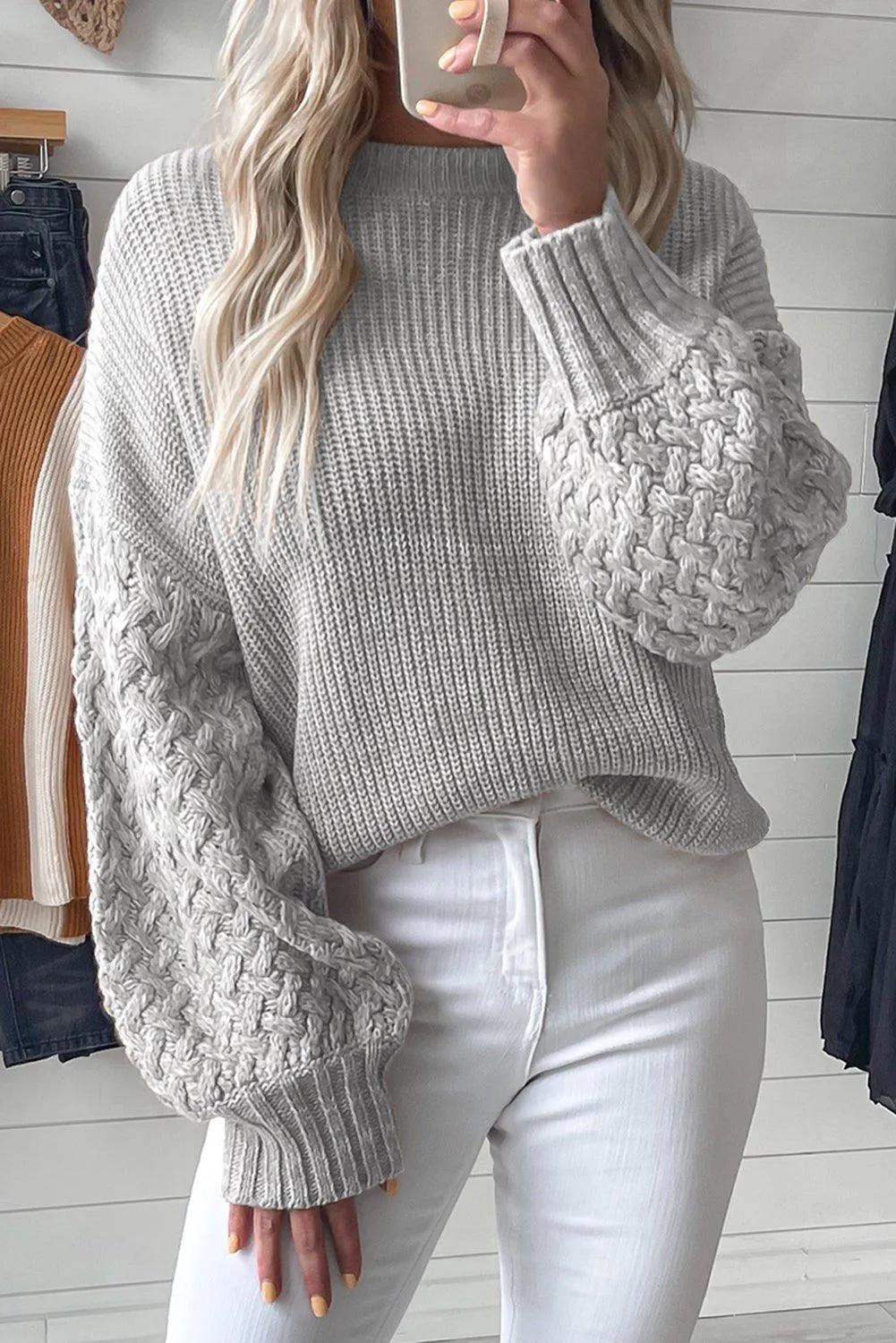 Kenzie Cable Knit Drop Shoulder Sweater