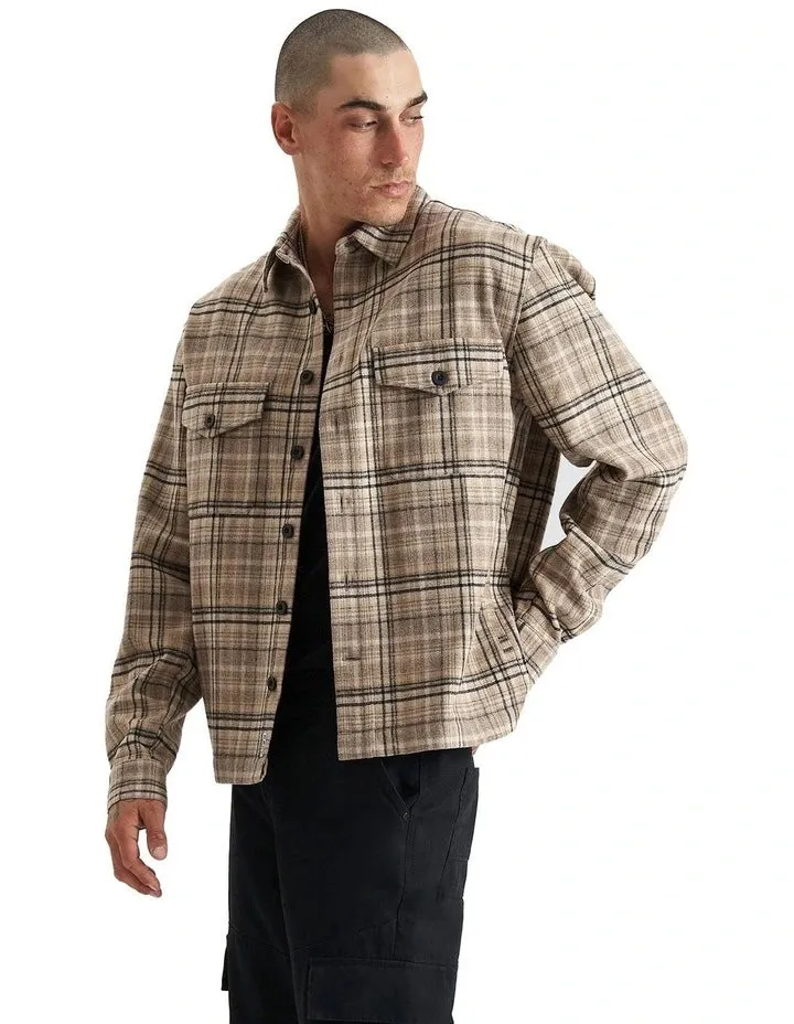 KISS CHACEY Mens Ingenuity Relaxed Overshirt - Cloud Dancer Check