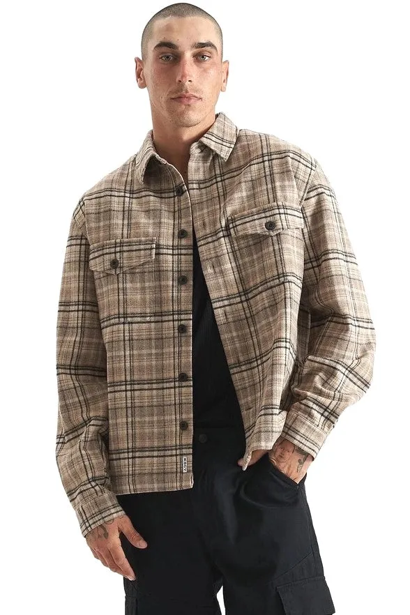 KISS CHACEY Mens Ingenuity Relaxed Overshirt - Cloud Dancer Check